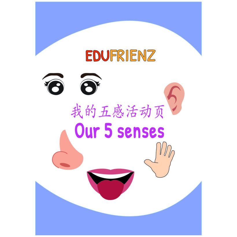 Learning about 5 Senses Worksheets 我的五感活动页 (Chinese) - Activities Digital Printable 1 5 Senses Chinese Worksheets