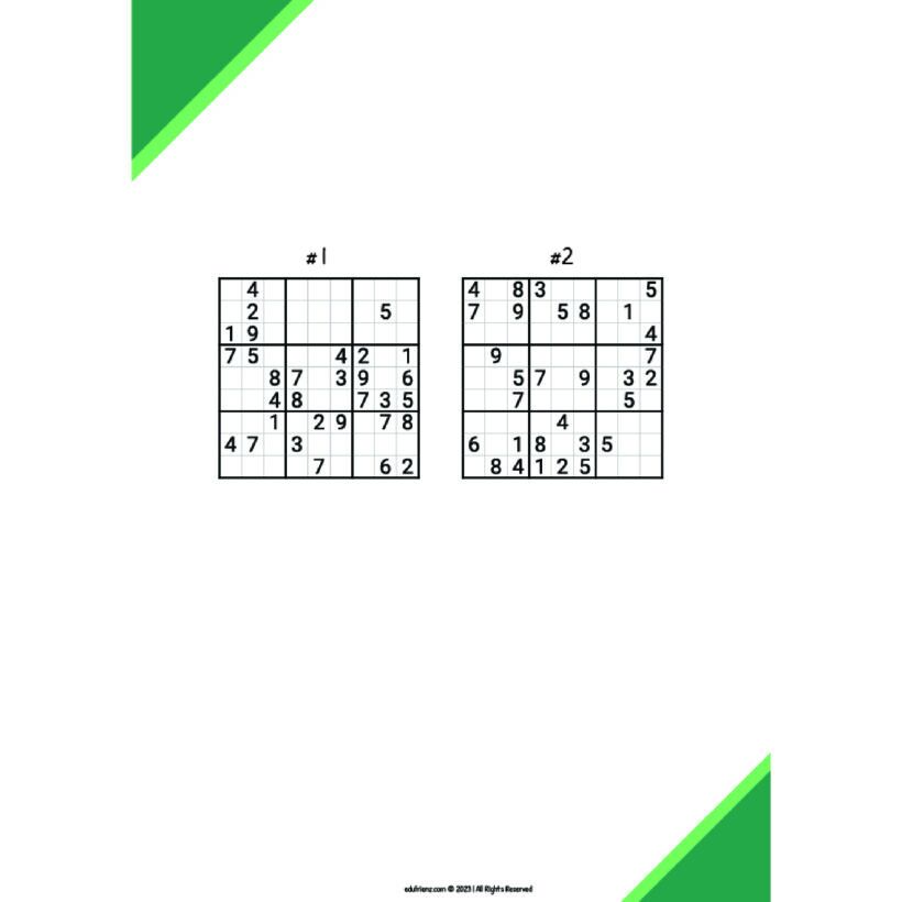Game Activities Worksheets - Sudoku for Adults (Hard) Digital Printable 3 Game Activities Worksheets - Sudoku for Adults (Hard) Digital Printable - Image 3