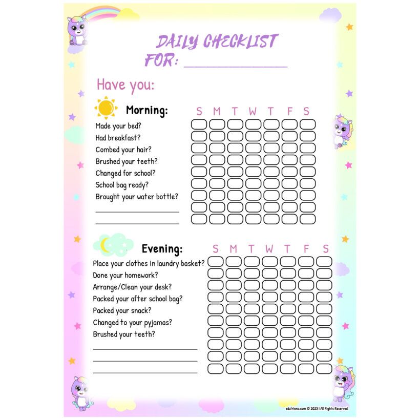 Children Checklist Template – Kids Daily Checklist Digital Printable 4 Children Checklist Template – Kids Daily Checklist Digital Printable - Image 4