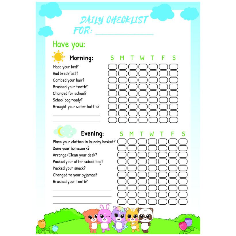 Children Checklist Template – Kids Daily Checklist Digital Printable 3 Children Checklist Template – Kids Daily Checklist Digital Printable - Image 3