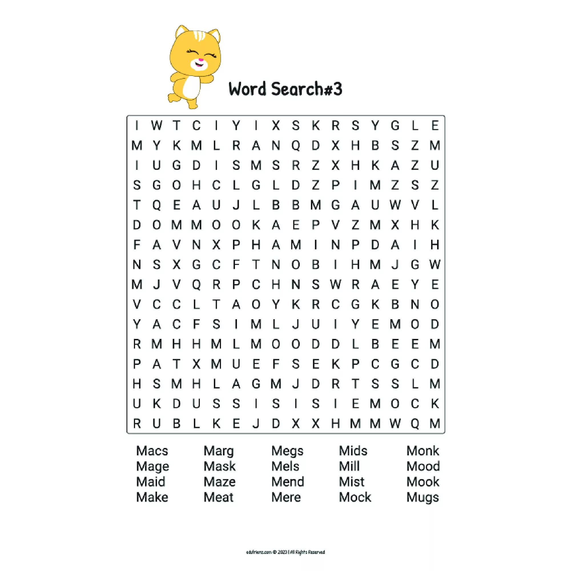 Game Activities Worksheet - Word Search 4 letters - Letter M to P - Digital Printable 2 4 Letter Words Search Letter MNOP 4 jpg
