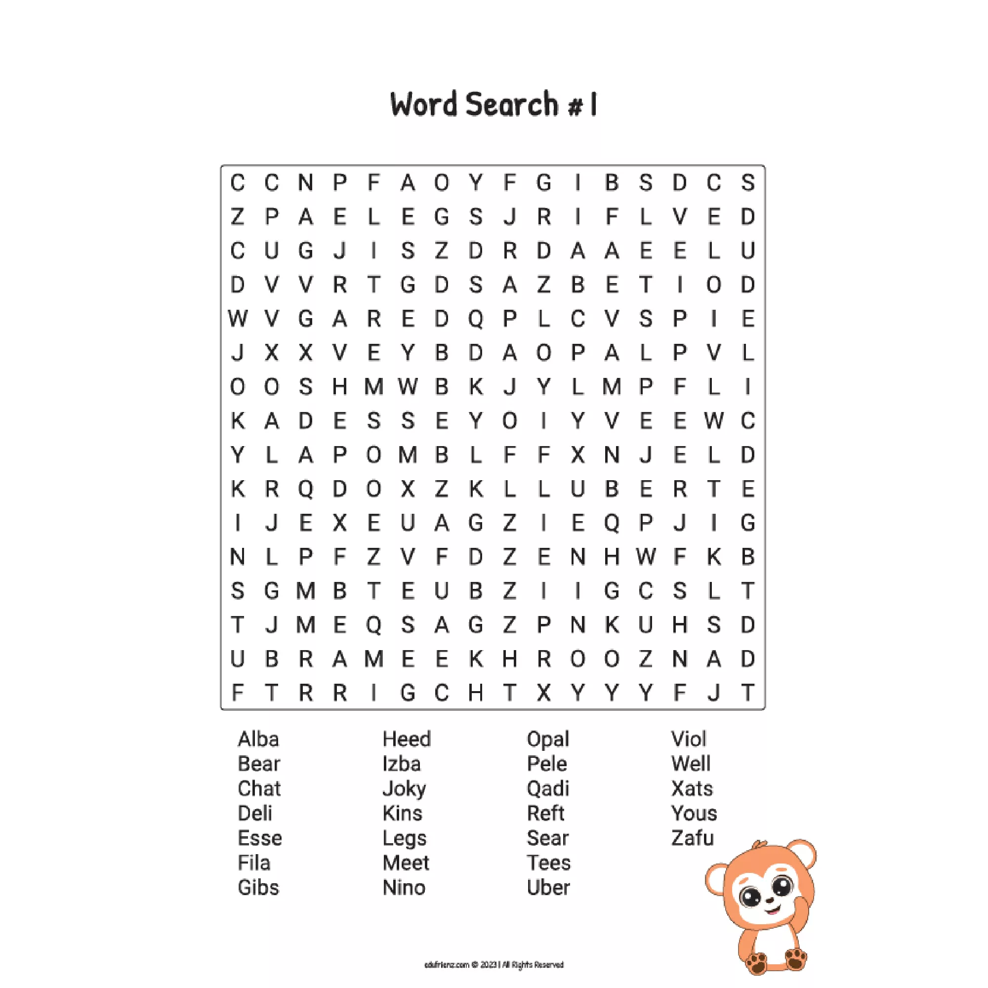 Game Activities Worksheet - Word Search 4 letters A-Z Digital Printable - Vol.2 3 4 Letter Words Search a z vol.2 2 jpg