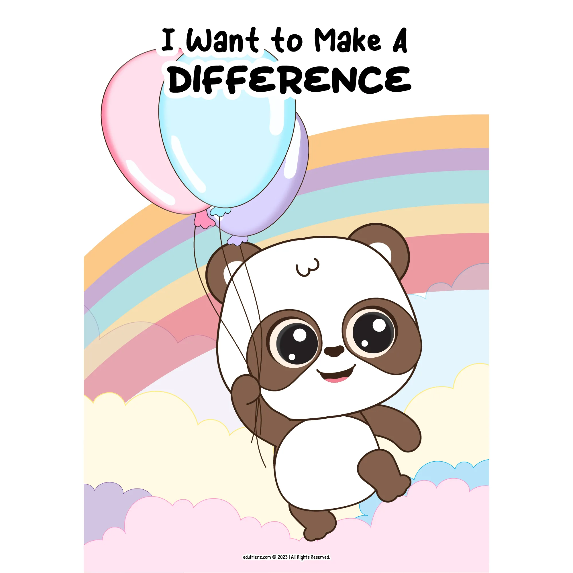 Spark Frienz Kids Affirmation Posters- I want to make a difference Wall art 1 Kids Affirmation Posters