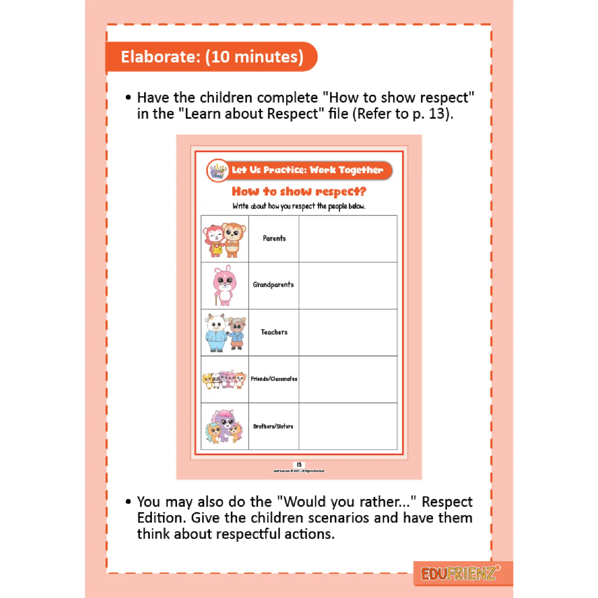 SEL Respect Lesson Plan Pack – Digital Printable 7 LESSON PLAN RESPECT 3