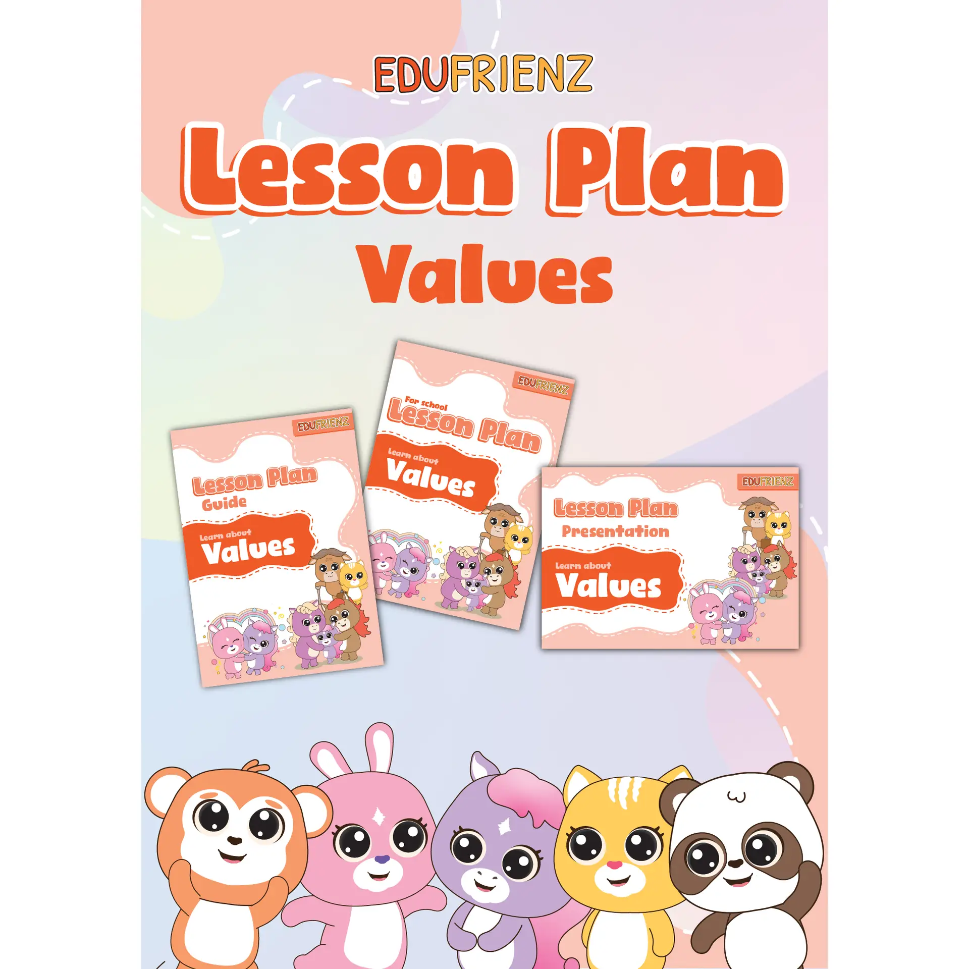 Edufrienz Learn About Values Lesson Plan Pack – Digital Printable 1 Values Bundle Cover Page