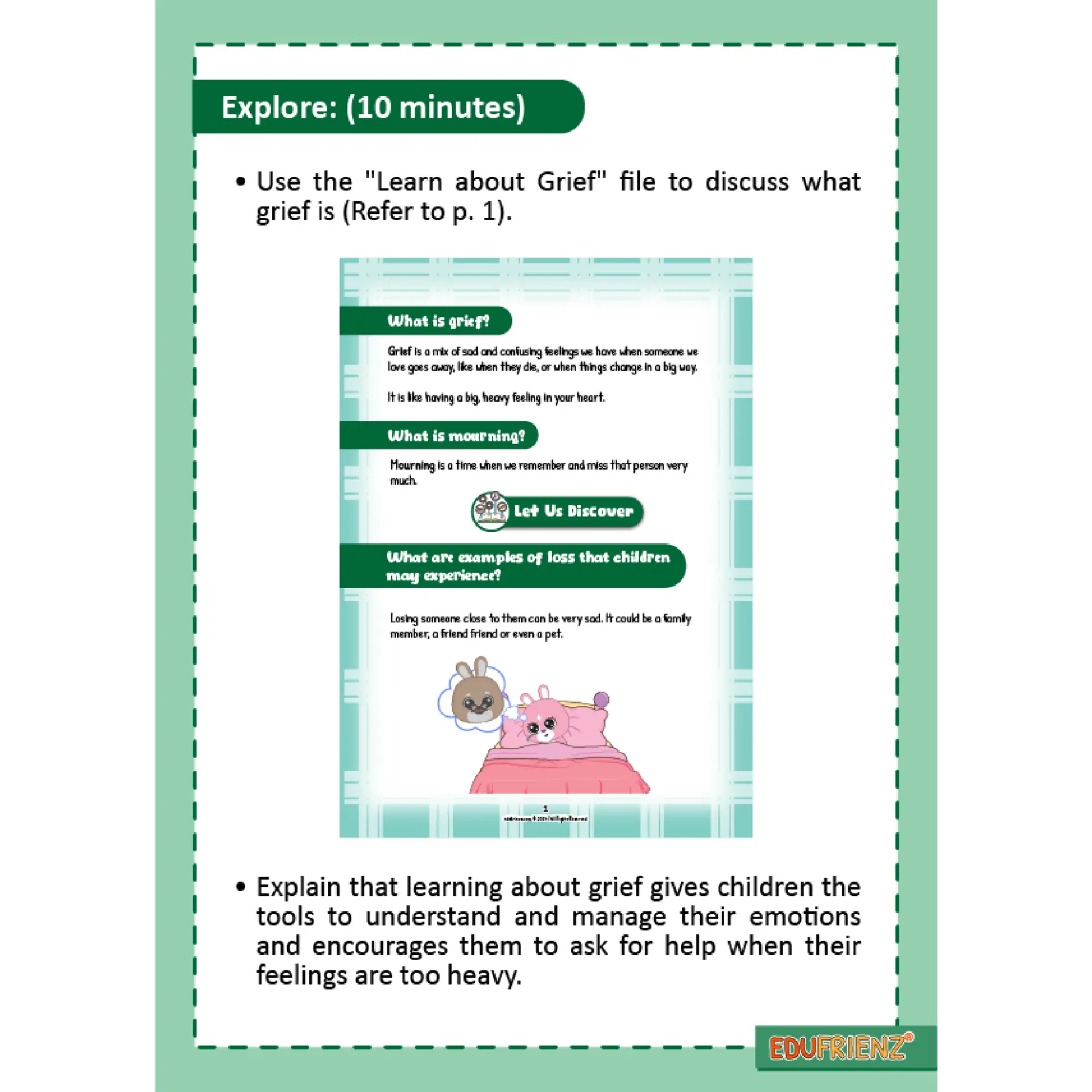 Edufrienz Learn About Grief Lesson Plan Pack – Digital Printable 4 LESSON PLAN B GRIEF 3