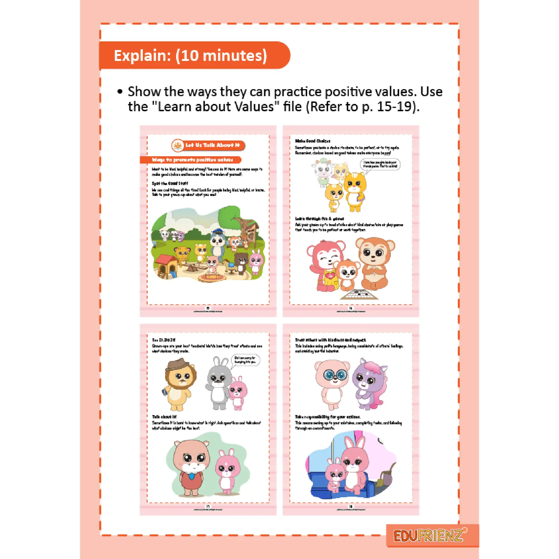 Edufrienz Learn About Values Lesson Plan Pack – Digital Printable 4 LESSON PLAN VALUES 2