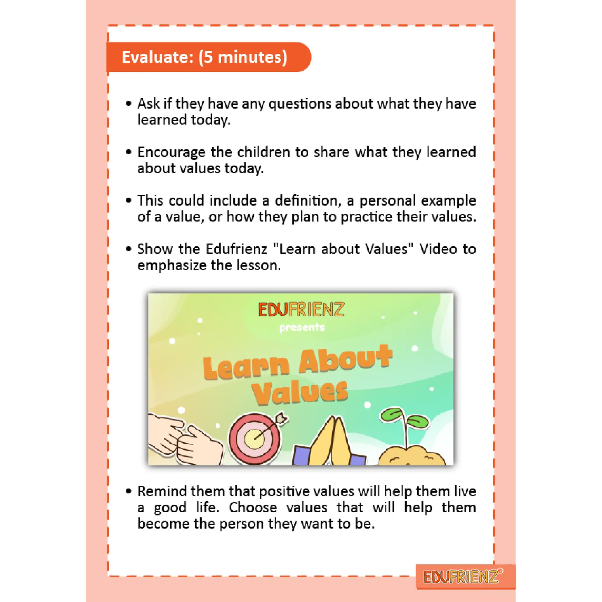 Edufrienz Learn About Values Lesson Plan Pack – Digital Printable 3 LESSON PLAN VALUES 3