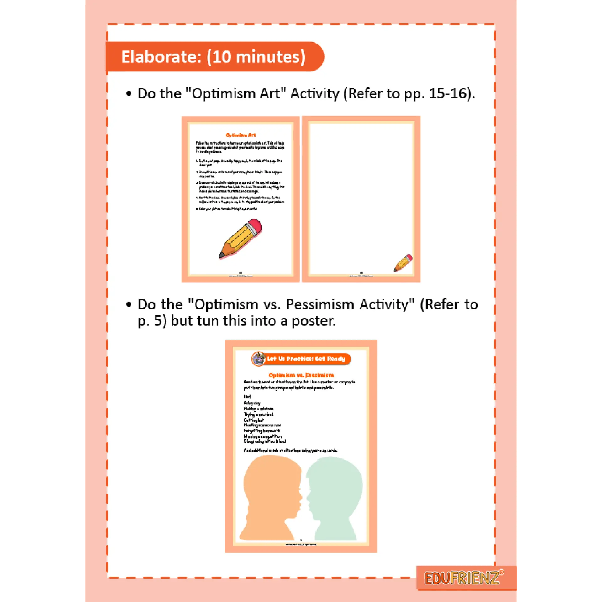 Edufrienz Learn About Optimism Lesson Plan Pack – Digital Printable 8 LESSON PLAN OPTIMISM 3