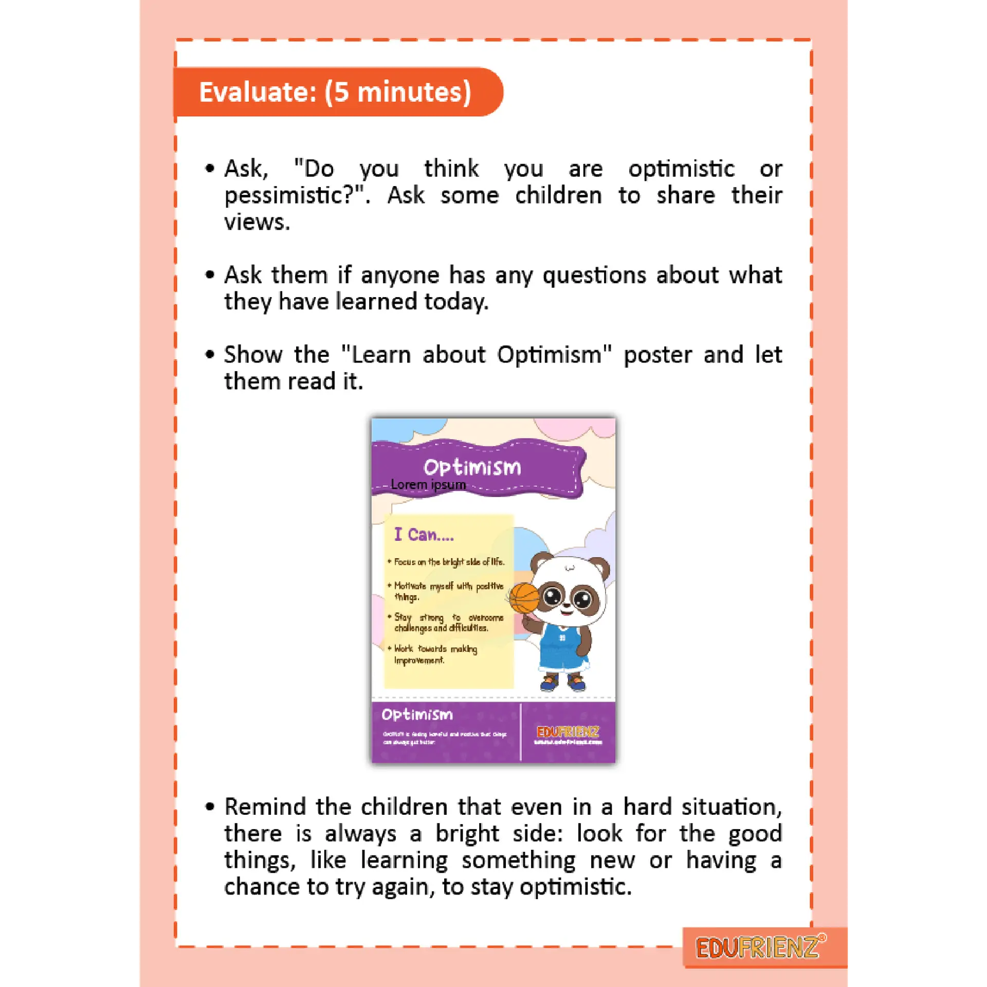 Edufrienz Learn About Optimism Lesson Plan Pack – Digital Printable 3 LESSON PLAN OPTIMISM 4