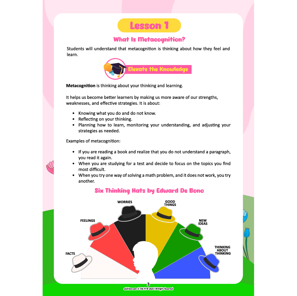 Edufrienz Executive Functions Workbook: Strand 10- Metacognition 3 EDU - EF - WB - STRAND10 - 2