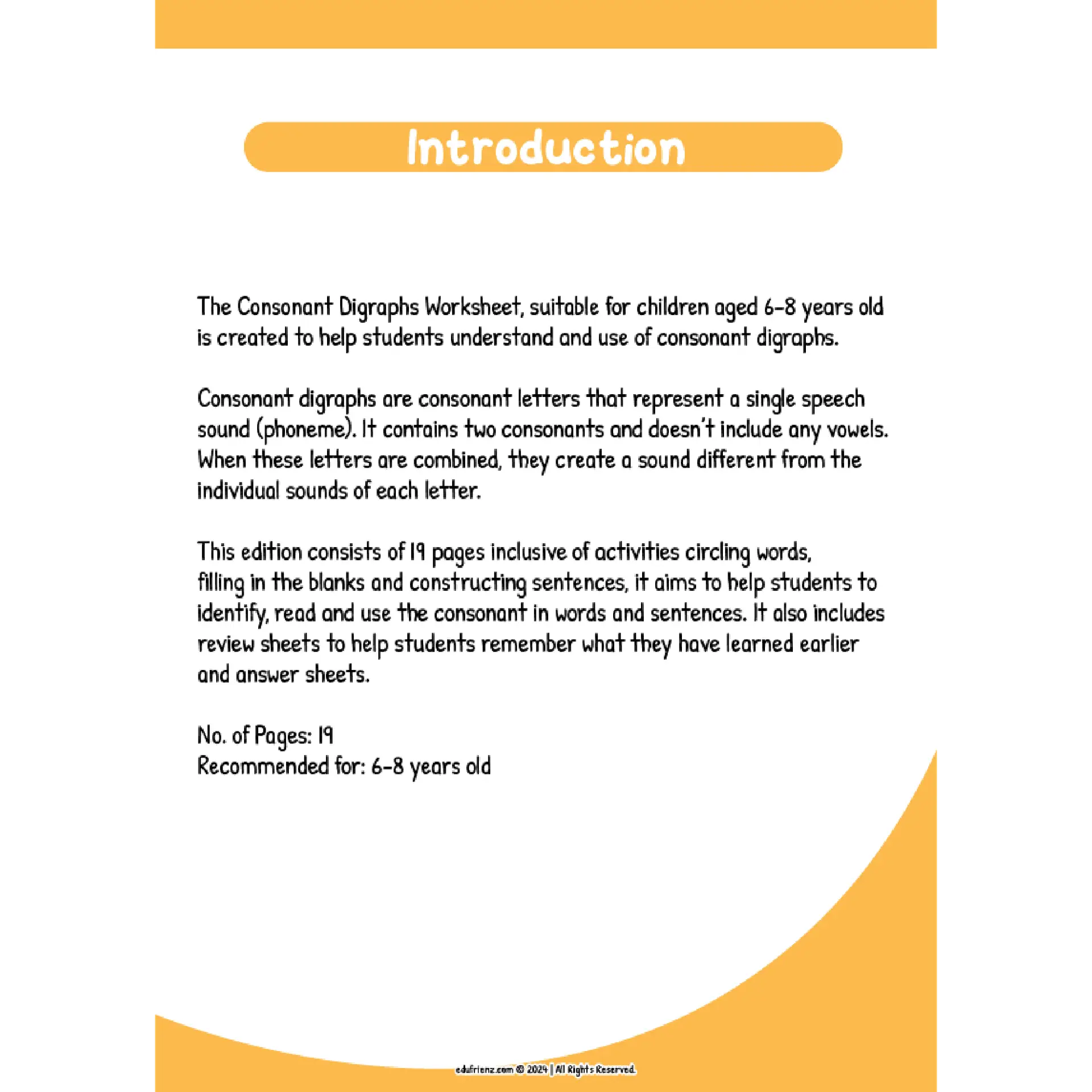 Let's Learn Consonant Digraphs Worksheet – Digital Printable 2 CONSONANT DIGRAPHS 2