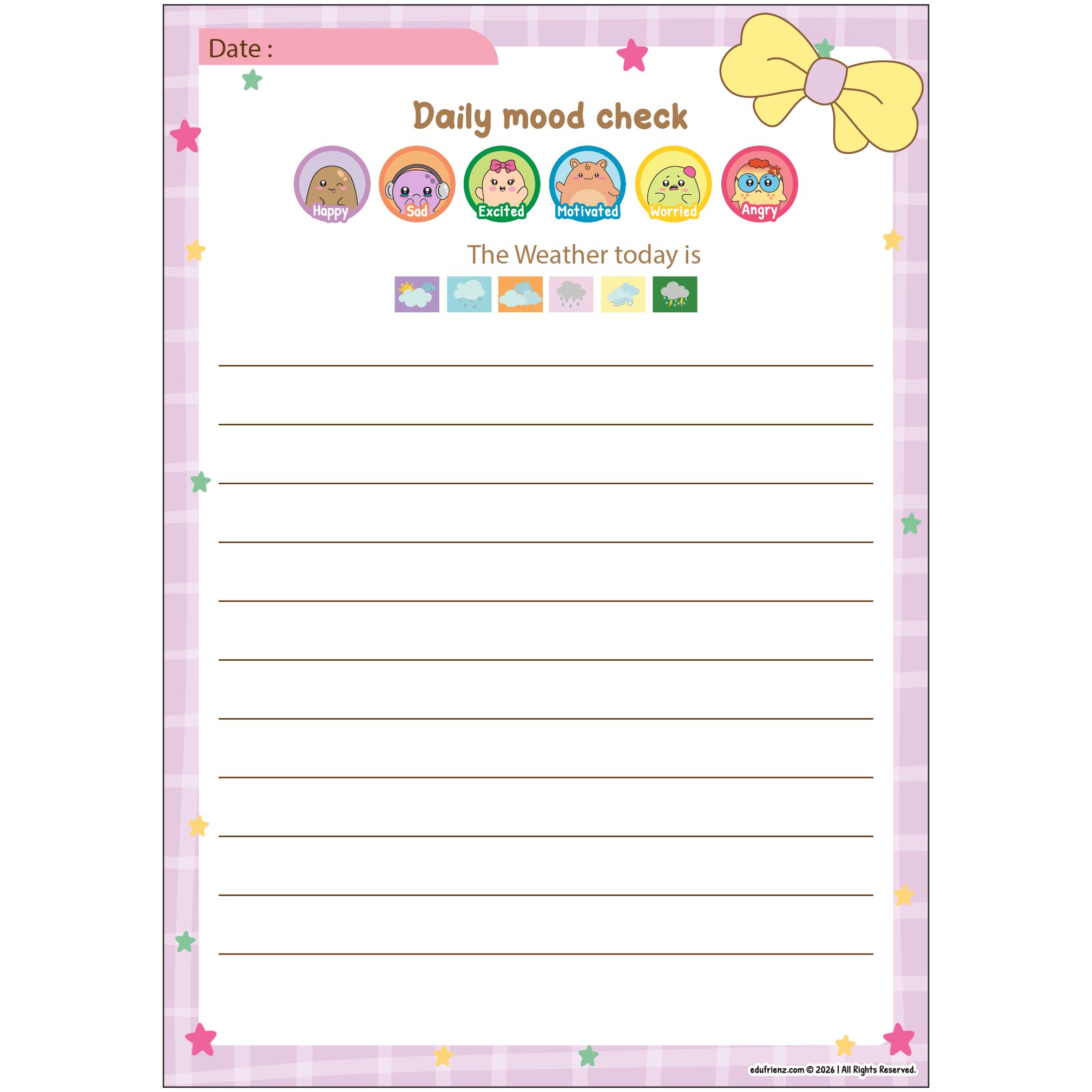 Children Lumi Stationery Worksheets – Diary Book 1 Digital Printable 4 Edu Doodle Diary Book 1 2