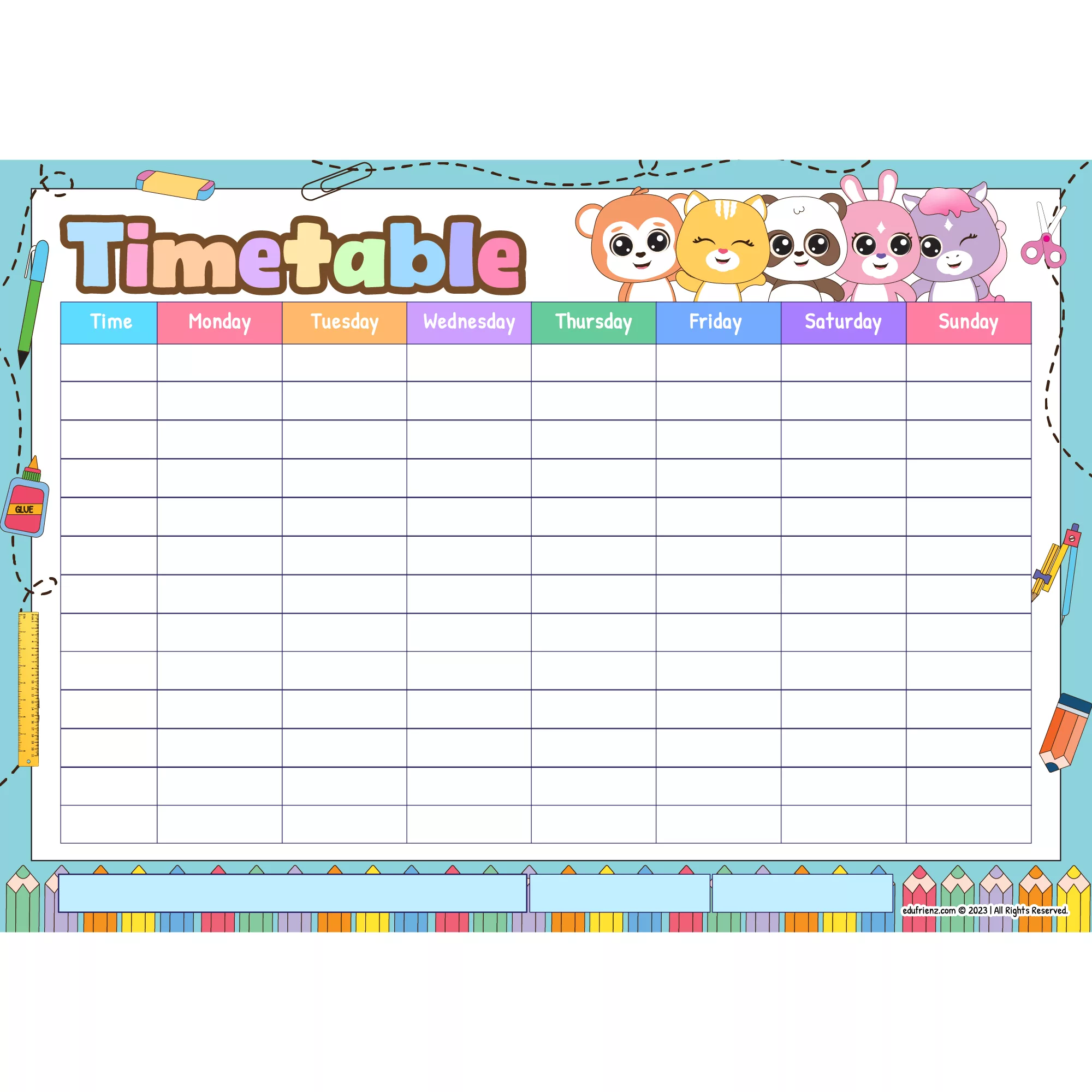 Spark Frienz Stationery - Time Table Worksheet 1 Edu SPARK STATIONERY Timetable 2 1 jpg