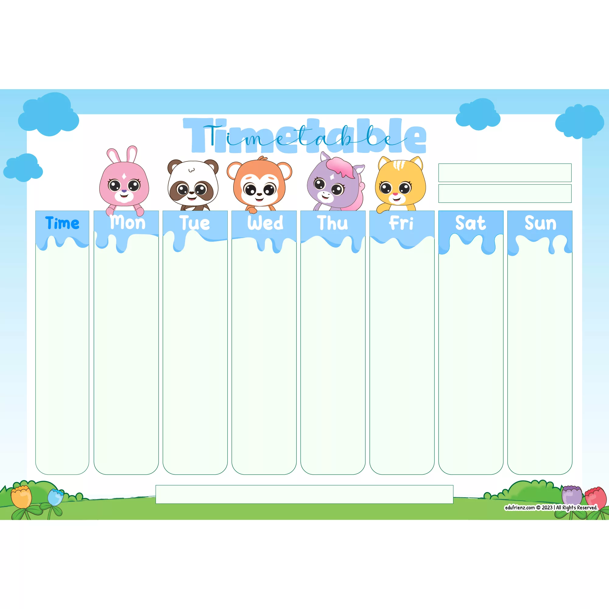 Spark Frienz Stationery - Time Table Worksheet 2 Edu SPARK STATIONERY Timetable 2 4 jpg