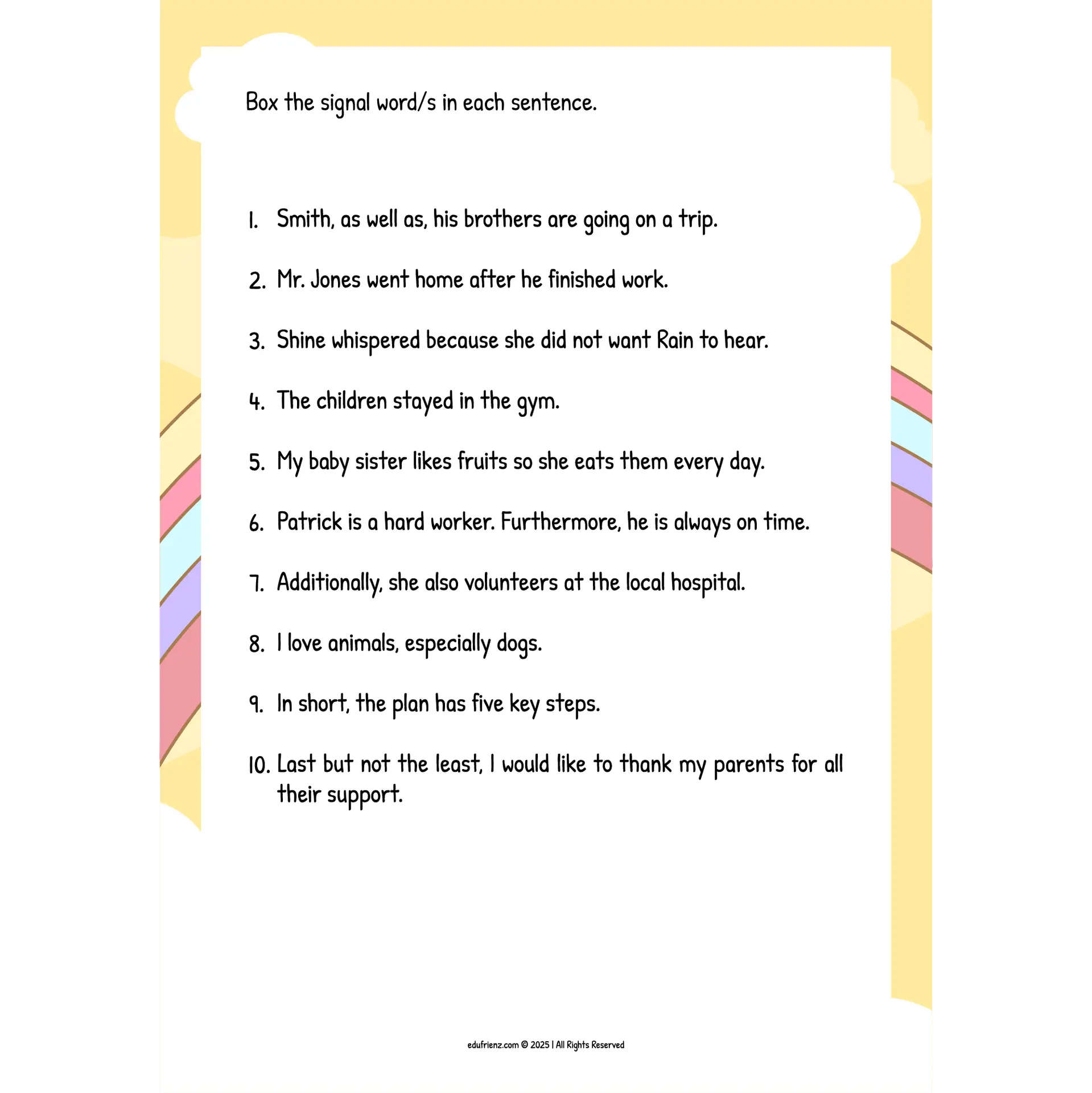 Let’s Learn Signal Words – Digital Printable 3 EDU ENG SIGNAL WORDS 3